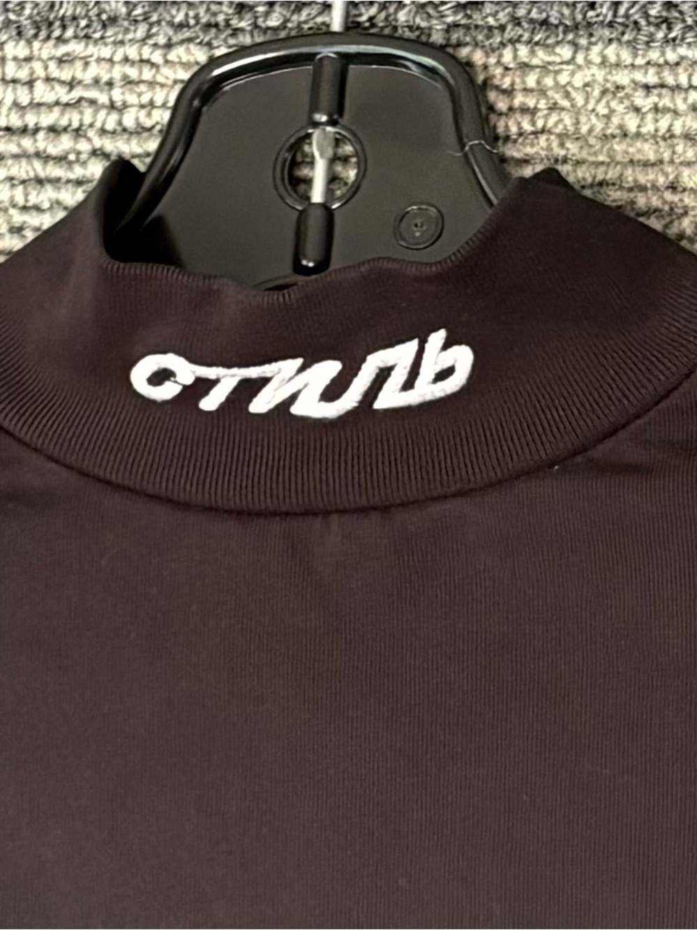 Heron Preston Black Cropped Mock-Neck Tee with Logo XS - Picture 4 of 6